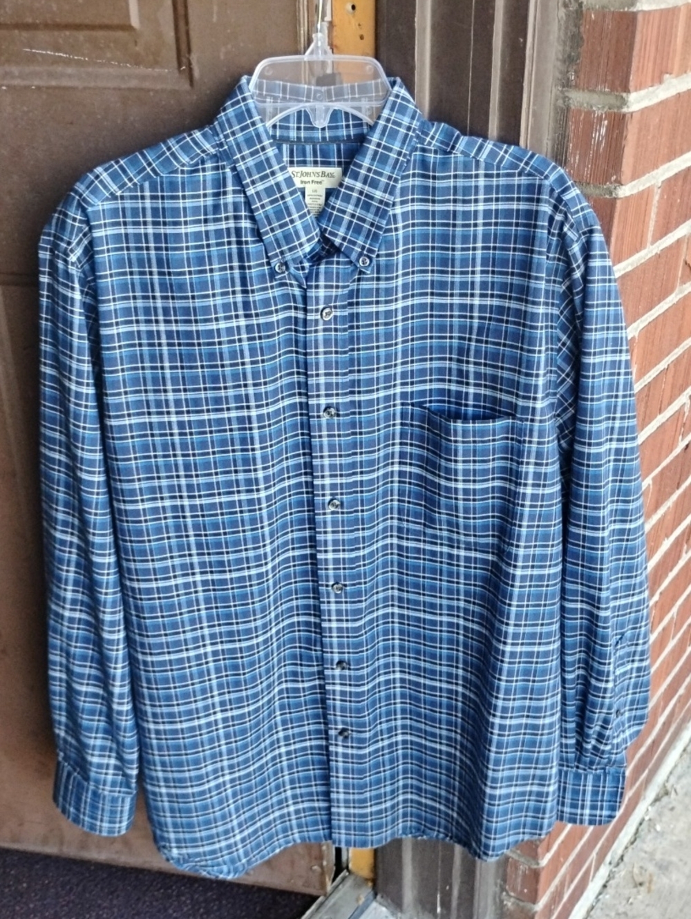 St. John's Bay Blue Plaid Button-Down Shirt